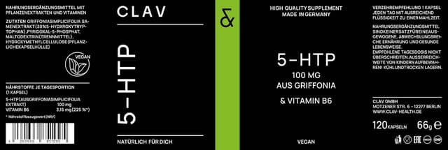 Detalle 2 de CLAV® 5-HTP Kapseln hochdosiert mit Vitamin B6 – 120 Kapseln à 100 mg