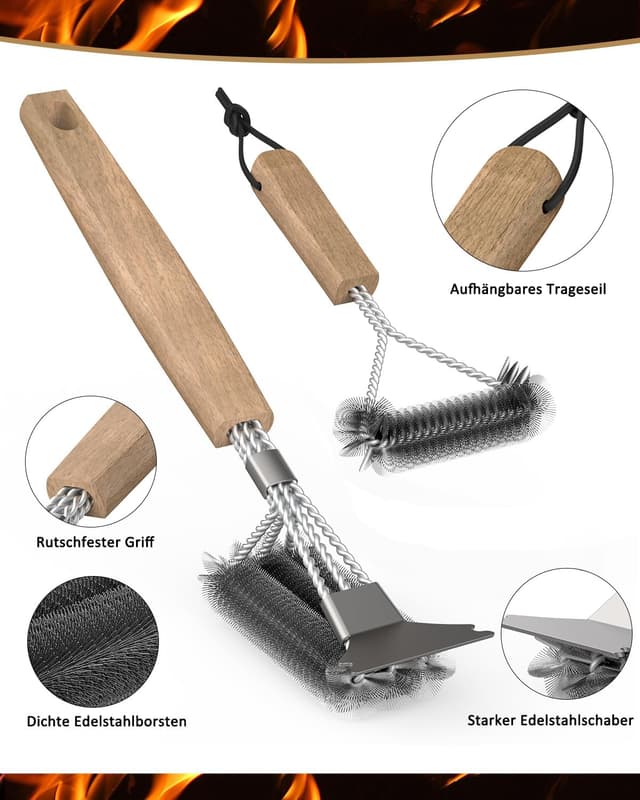 Detalle 2 de Grillbürste 39 cm Dreieck mit Holzgriff