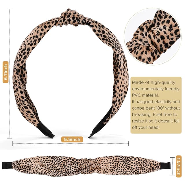 Detalle 2 de DiyJibb Stirnbänder für Damen und Mädchen (6er-Set) – breit, geknotet im Turban-Stil