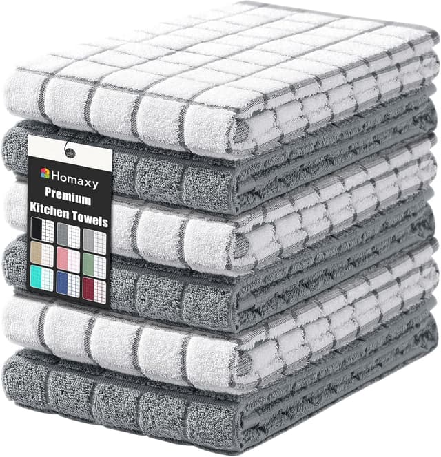 Detalle de Homaxy Premium Cotton Kitchen Towels 16" x 28" 6-pack
