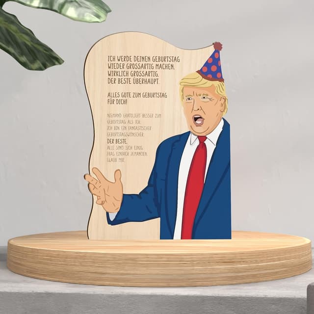Thumbnail 3 de Lustige Geburtstagskarte Trump Birthday Holzkarte