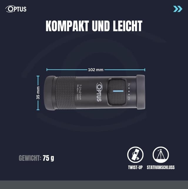 Detalle de Optus Zoom Monokular 7-21x21 inkl. Stativanschluss und Augenmuschel für Brillenträger