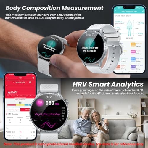 Detalle de ECG+HRV Reloj Inteligente Hombre 🚶♂️ 1.56" AMOLED, Salud y Fitness