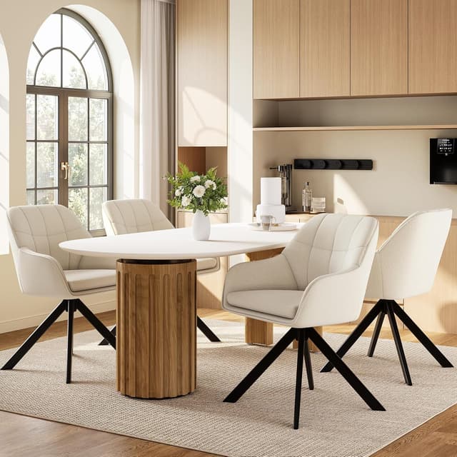 Thumbnail 6 de Goeurvant Drehstuhl Esszimmer Beige 4er Set