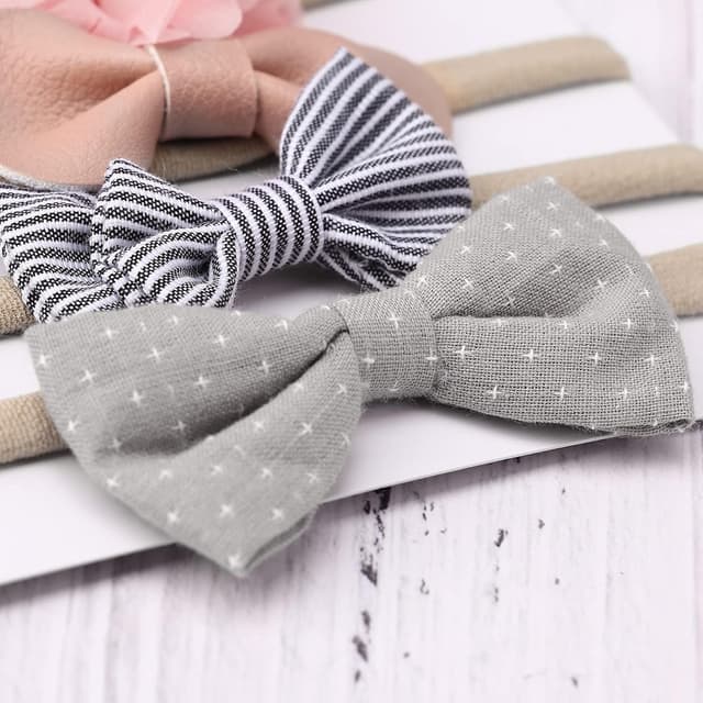 Detalle 2 de DRESHOW Baby Girl Headbands and Hair Bows – 10-pack nylon headbands with assorted bow styles