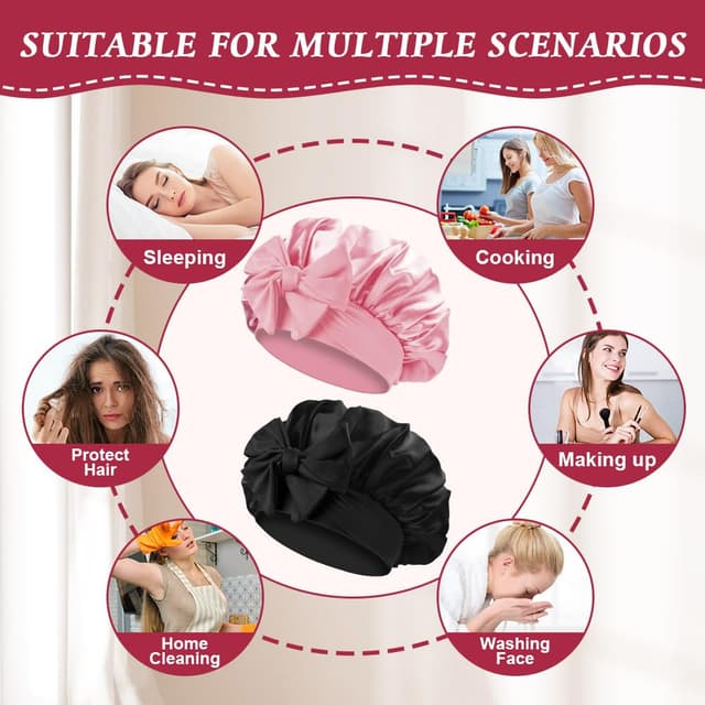Thumbnail 5 de ACWOO Seidenhaube Satin Schlafmütze 2er-Pack 🧖♀