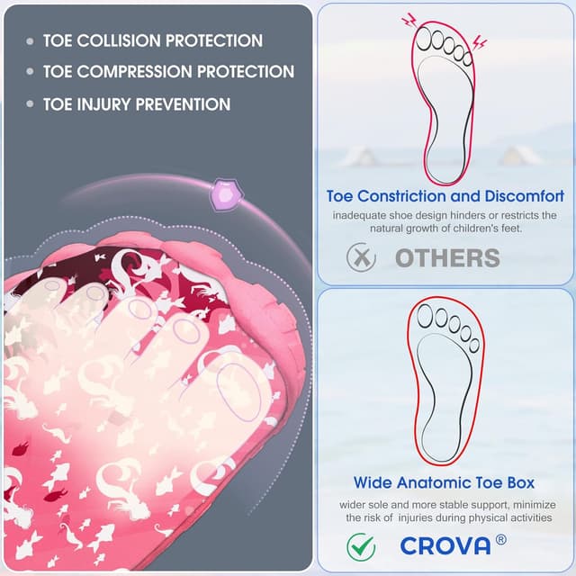 Detalle de Kids Built-in Heel Grips Water Shoes with Wide Toe Box and 360° Protection for Beach, Pool & Hiking