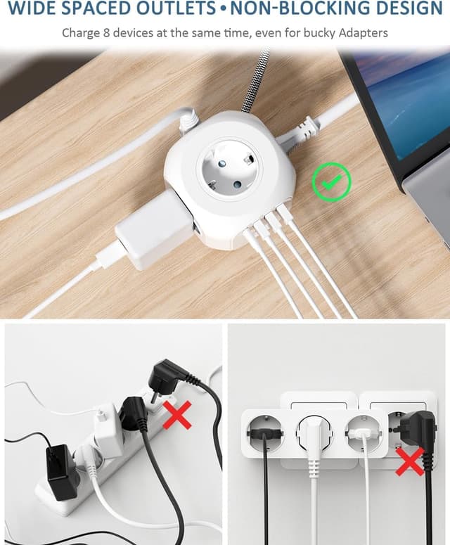 Thumbnail 4 de LENCENT Steckdosenleiste 2 m Kabel 🔌