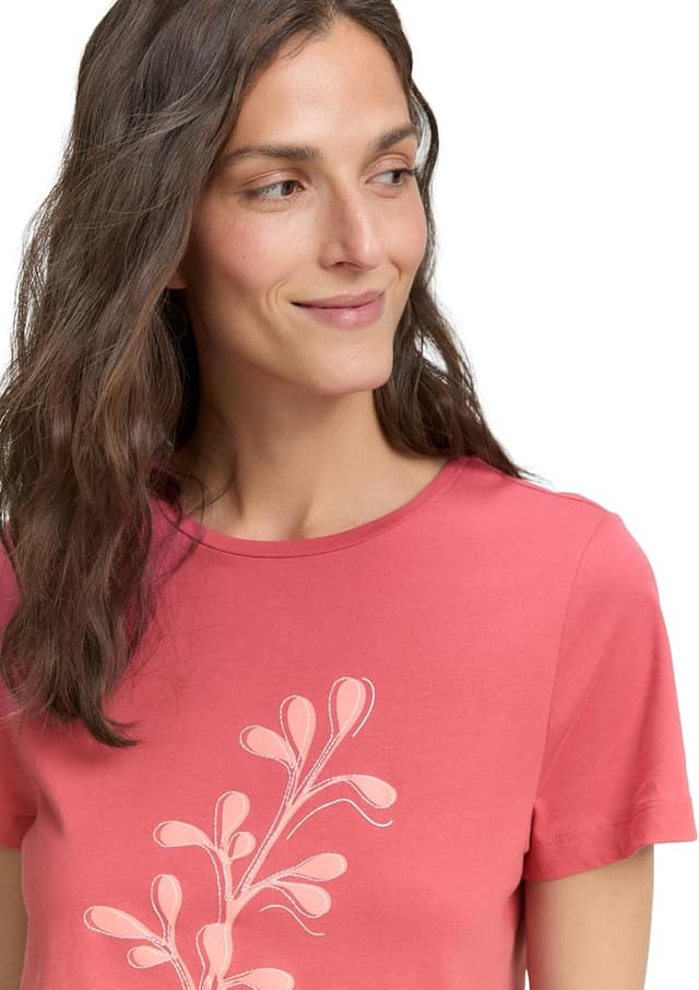 Detalle de Tom Tailor 1047837 T-Shirt Donna in jersey di cotone biologico con stampa floreale