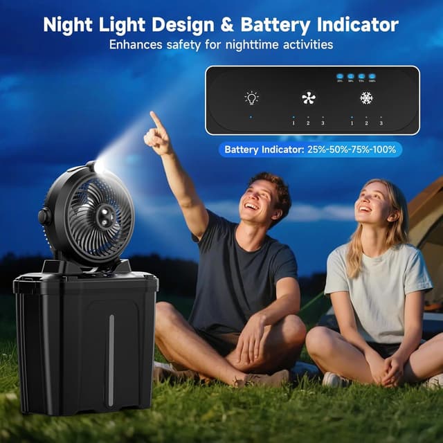 Thumbnail 6 de XTTANK Ventilador Camping Cubo 11L con Luz LED y Batería💨
