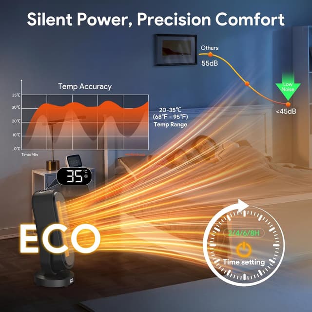 Thumbnail 4 de 1500W Portable PTC Ceramic Space Heater with Thermostat