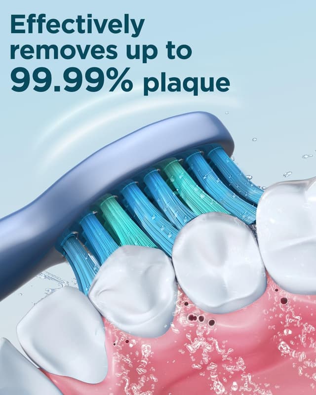 Detalle de Rechargeable Electric Toothbrush for Adults and Kids with 8 Dupont Heads, 5 Modes & 2-Minute Timer