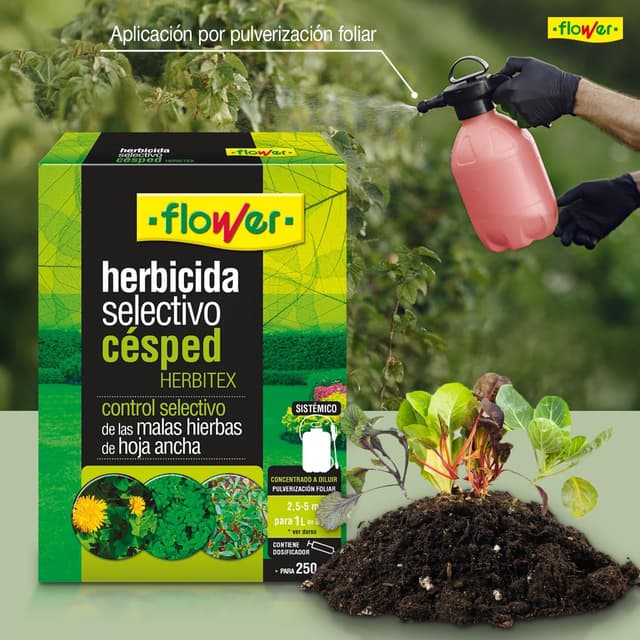 Detalle de Flower Herbitex 25 ml herbicida selectivo para césped