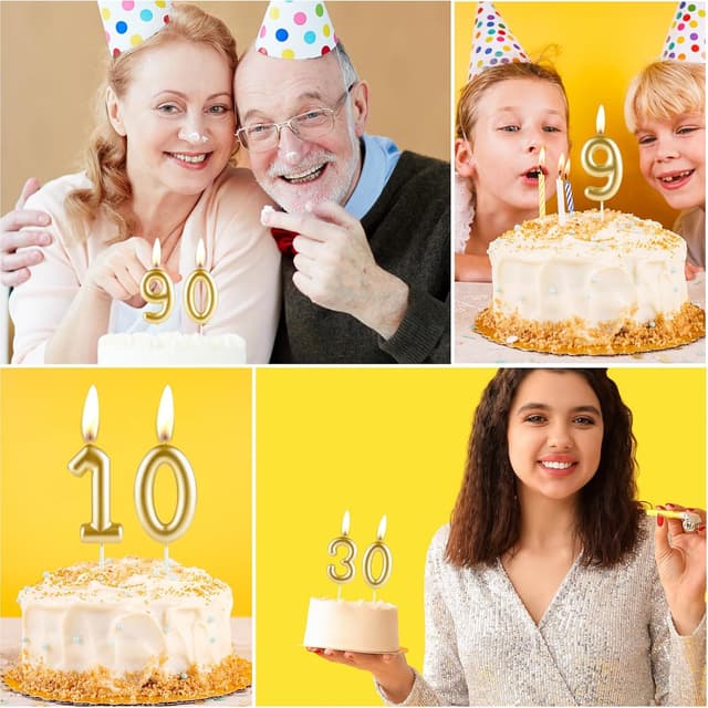 Detalle de Hongplus Metallic Gold Number 26 Birthday Candle Cake Topper (Cake Candles)