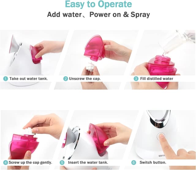 Thumbnail 4 de EZBASICS Gesichtsdampfer Nano Ionic 5 Skin Kit Rosa