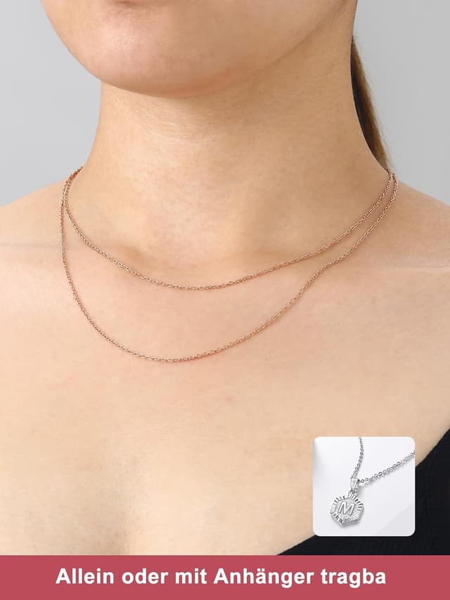 Thumbnail 6 de FOCALOOK Edelstahl Kette Damen – dünne Rolokette (316L) als Ersatzkette für Anhänger, silber/gold/roségold/schwarz wählbar