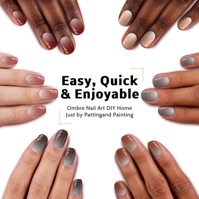 Detalle 2 de Karroy Sponge Pat Paint Nail Gel (9-Color Ombre Gradient), UV/LED Curing No-Wipe Gel for Floral Nail Art