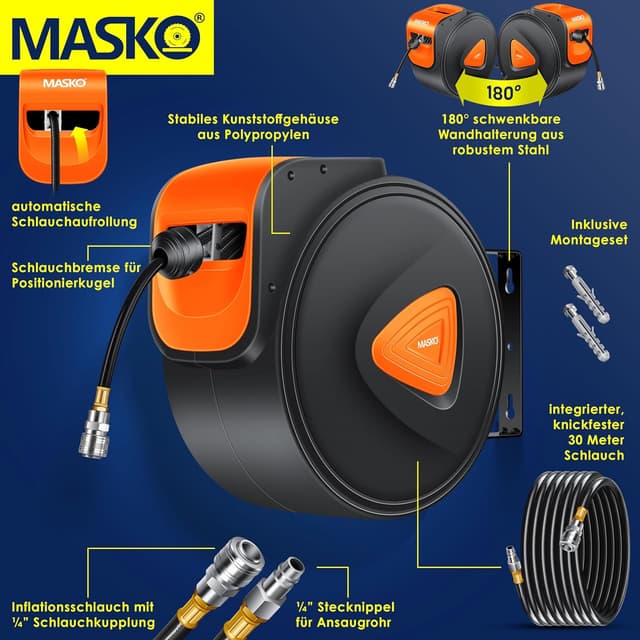 Detalle 2 de MASKO Automatik Druckluftschlauch Aufroller 30m