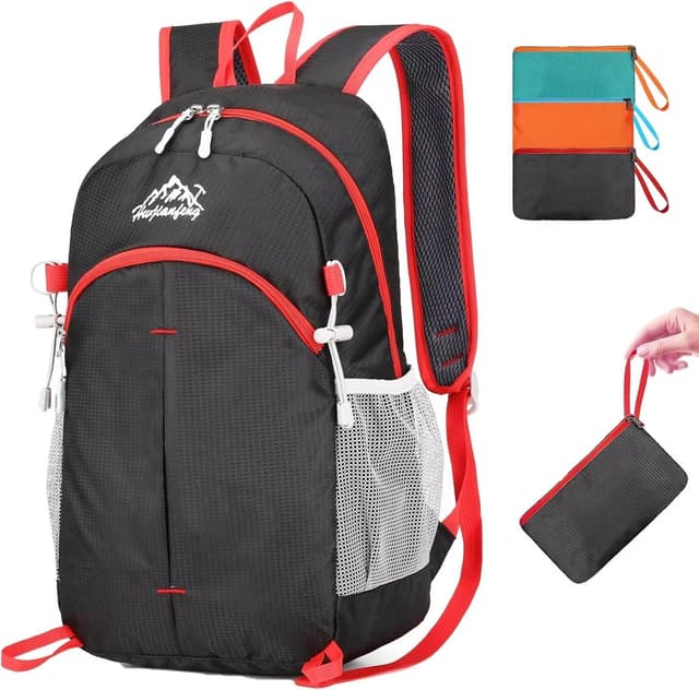 Detalle 2 de ROSSRORE Foldable Backpack 20L Waterproof Lightweight Daypack (folds into pocket) — for hiking, travel & cycling