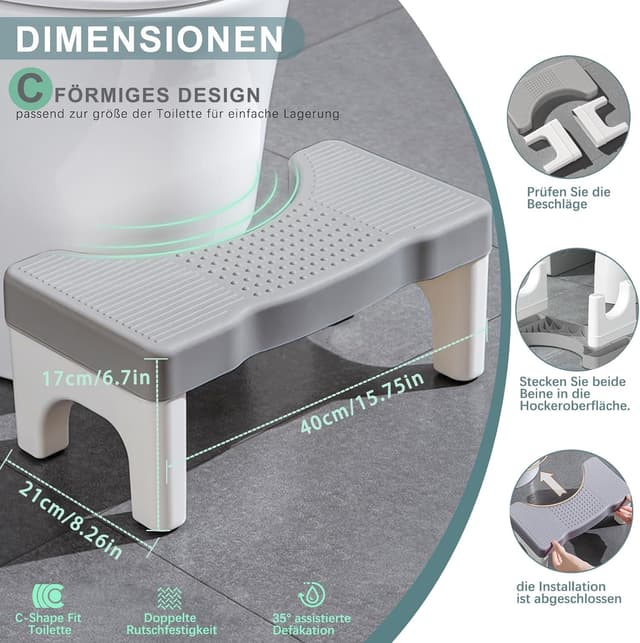 Detalle 2 de Tabouret de toilette pour adulte (lutte contre hémorroïdes, constipation) – position à 35°