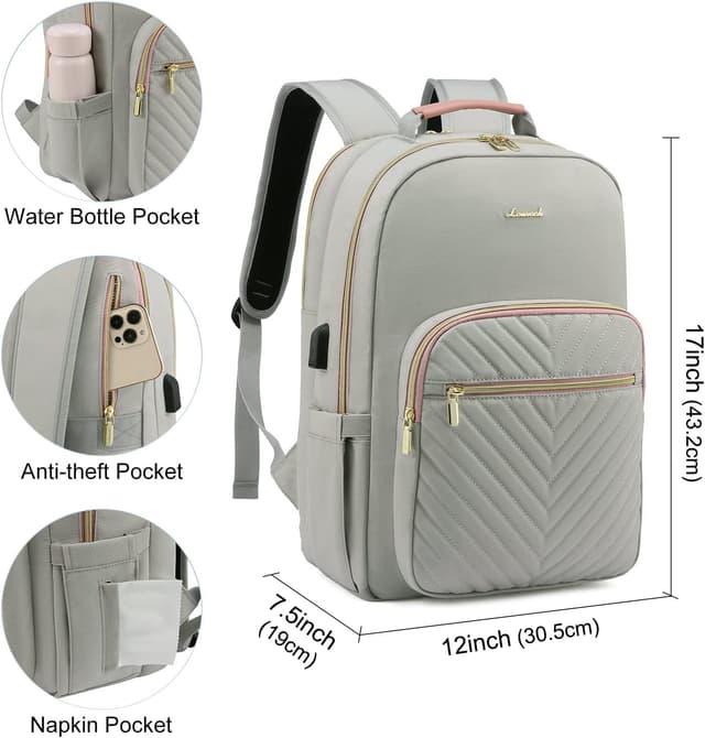 Detalle de LOVEVOOK Laptop Backpack for Women with USB Port, Waterproof Anti-theft Rucksack (up to 15.6-inch)