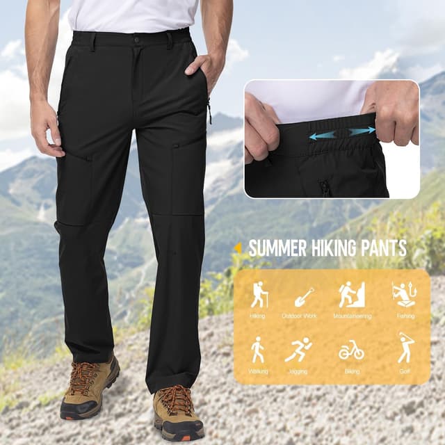 Detalle 2 de Rdruko Men’s Hiking Trousers: Lightweight Quick-Dry Stretch Walking Pants with 5 Pockets