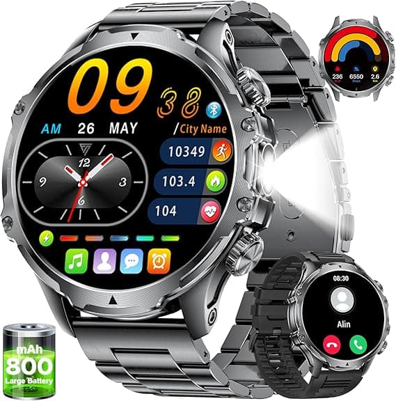 Detalle de LIGE 1.85" Smartwatch Hombre: Llamadas, IP68, Linterna