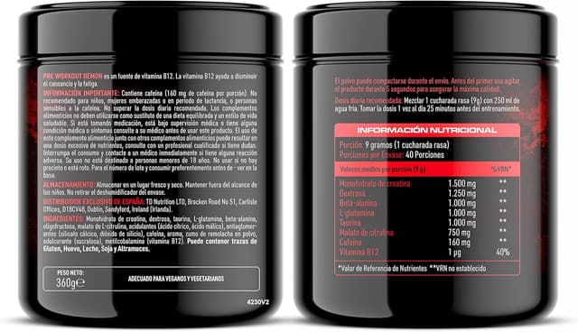 Detalle 2 de Pre Workout Demon - Potente suplemento con Creatina y Cafeína 💥