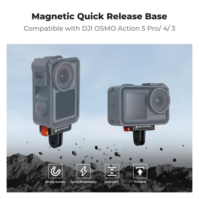 Detalle 2 de K&F CONCEPT Magnetic Quick Release Adapter (2-pack) for DJI Osmo Action 5 Pro/4/3 & Osmo 360