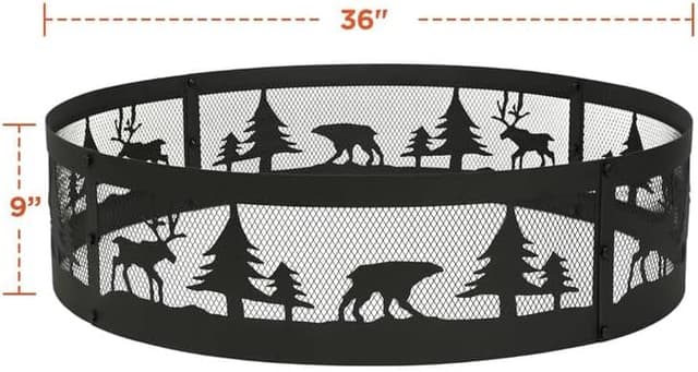 Thumbnail 6 de Red Mountain Valley 36 Inch Fire Pit Ring with Forest Wildlife Design