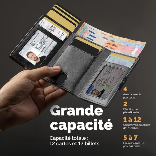 Thumbnail 2 de YESIIW Airtag Porte Carte Slim RFID Noir