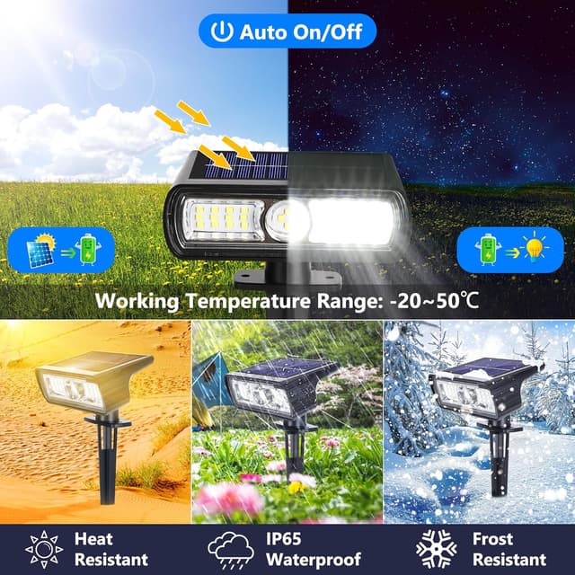 Detalle de Moxled Solar Lights Outdoor Garden (4-pack) 6500K cool white IP65 solar spotlights