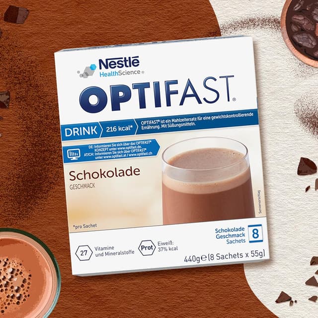 Detalle de OPTIFAST Diät Shake Schokolade als eiweißreicher Mahlzeitersatz (8 x 55 g)