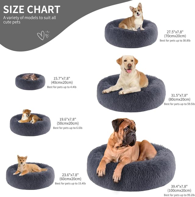 Detalle 2 de BVAGSS Hundebett Rund 40 cm Dunkelgrau