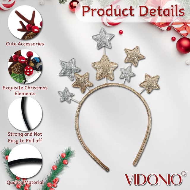 Thumbnail 2 de vidonio Christmas Headband with Glitter Stars