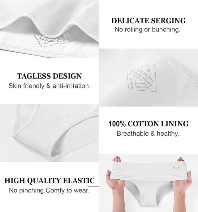 Detalle de coskefy Underwear Women 6-Pack Cotton Knickers – breathable soft hipster briefs