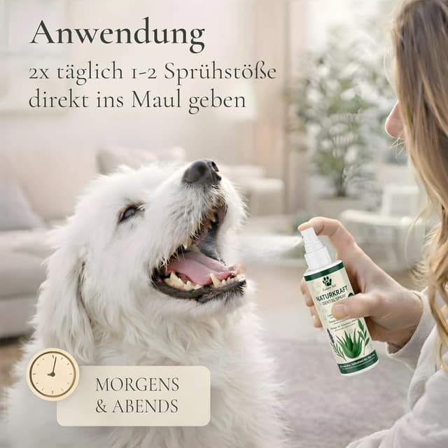 Detalle de TESTNOTE SEHR GUT Dentalspray für Hunde & Katzen mit BIO Aloe Vera (200 ml) – Zahnspray gegen Mundgeruch & Zahnstein