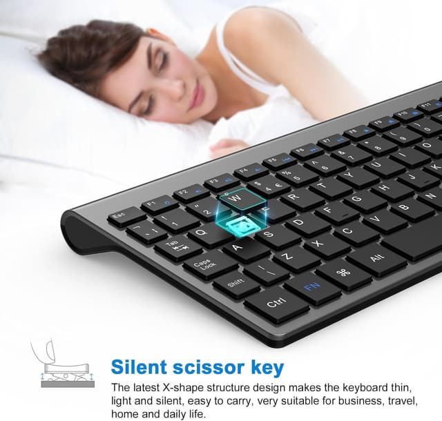 Detalle de Cimetech Wireless Keyboard (2.4G) with Numeric Keypad – silent ergonomic USB keyboard for Windows PCs and laptops