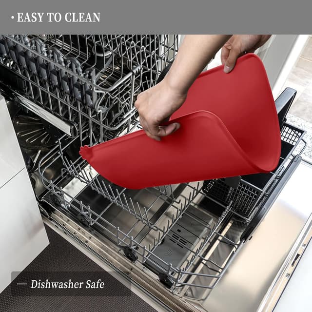 Detalle de Reopet Silikon-Futtermatten für Haustiere – wasserdichte Napfmatten mit erhöhten Rändern (Wählen Sie die Größe)