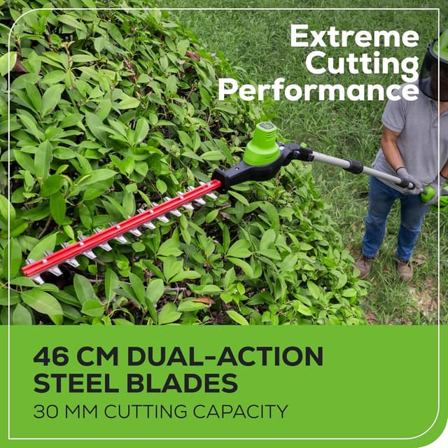 Detalle 2 de Greenworks 40V 2-en-1 scie à perche et taille-haie à perche sans fil, moteur sans balais, lame double action