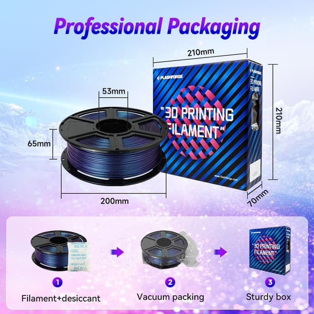 Thumbnail 5 de FLASHFORGE Chameleon PLA Nebula Purple 1kg