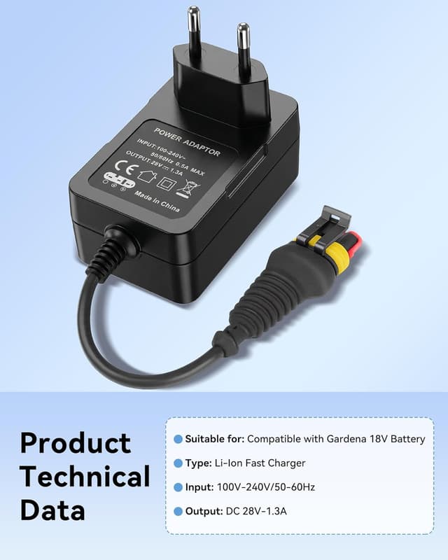 Detalle de Binamao Adaptateur secteur 28V 1,3A pour chargeur de tondeuse robot Husqvarna Automower & Gardena (compatible 5931636-01)