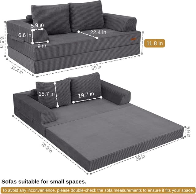 Detalle 2 de COMAX Convertible Sofa Bed Folding Floor Couch