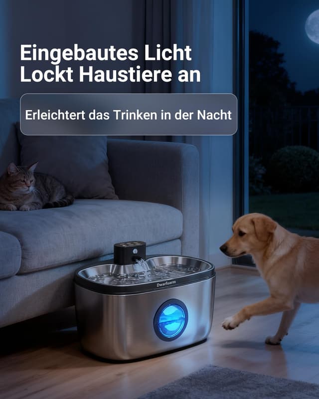 Thumbnail 6 de Dwarfuarm 5L kabelloser Trinkbrunnen für Hunde & Katzen mit 4.000-mAh-Akku, LED-Sensor und 4-Schicht-Filter