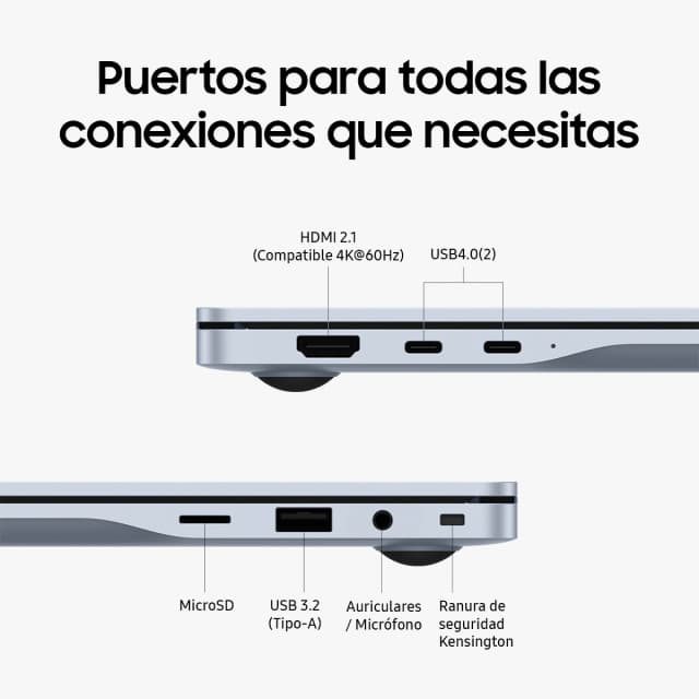 Detalle de Samsung Galaxy Book4 Edge SE (Copilot+PC) con Snapdragon X, 16GB y SSD de 512GB, 15,6 pulgadas y Windows 11