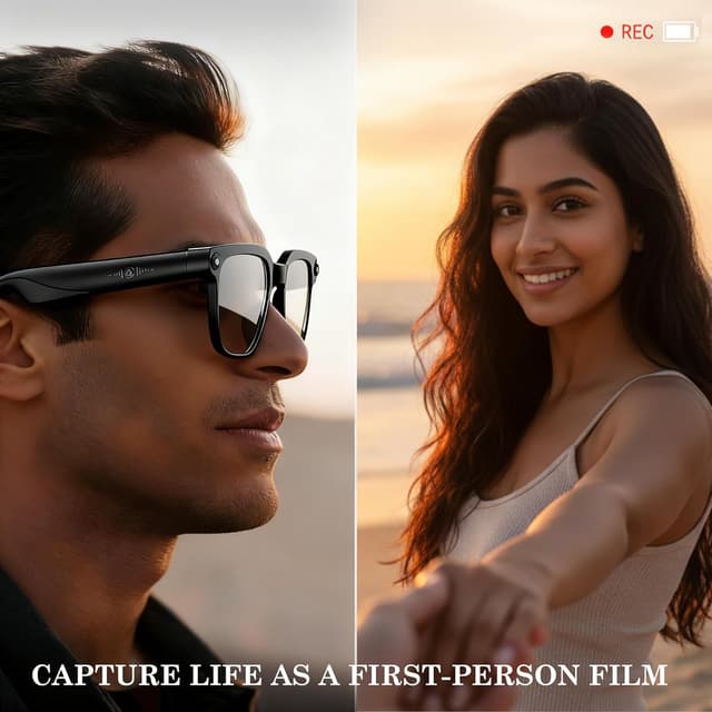 Detalle 2 de EarlySincere 4K Smart Camera Glasses with ChatGPT AI, Live Translation & Bluetooth Audio (Blue Light + Sunglasses)