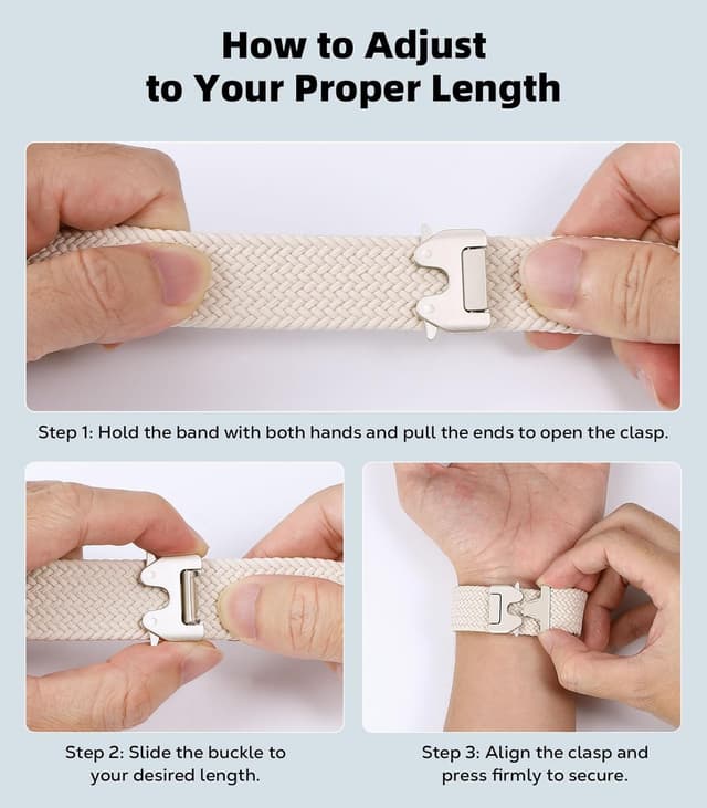 Detalle de Astorgos Braided Band for Google Pixel Watch 3/4 (45mm) – Elastic Nylon Sport Strap with Parachute Buckle