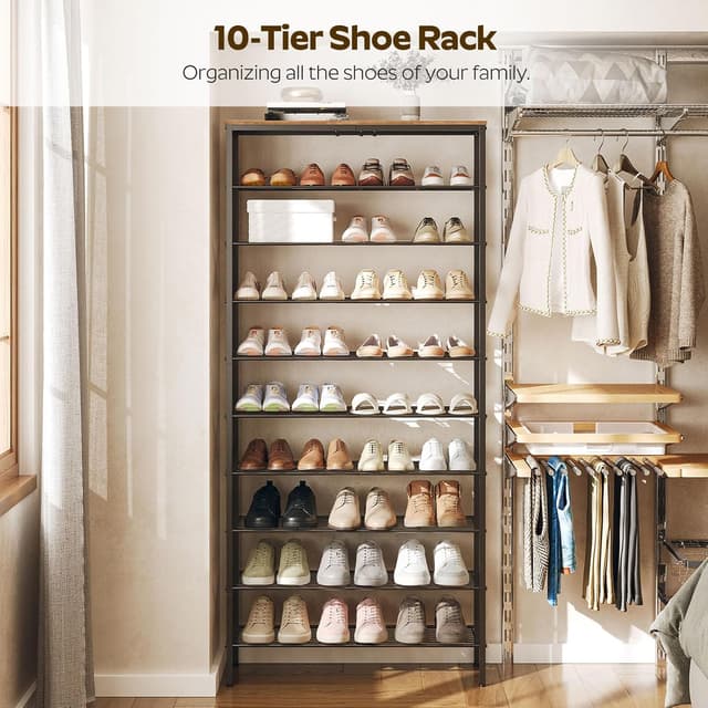 Detalle 2 de Yatiney 10-Tier Shoe Rack with 40-Pair Capacity ⚙