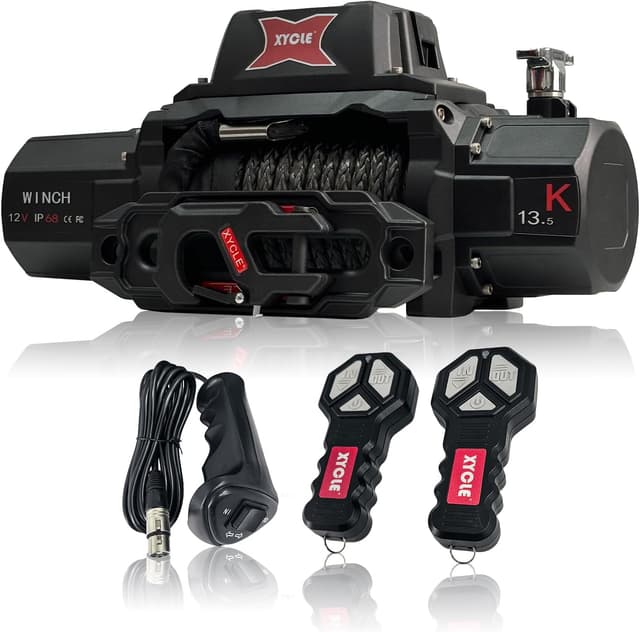 Detalle de XYCLE 12V 13,500 lb Electric Winch (IP68) with 2 Wireless Remotes & Synthetic Rope