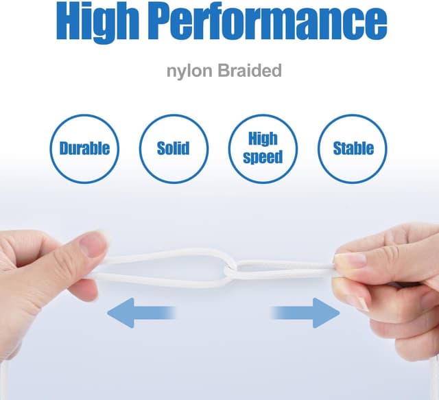 Detalle 2 de Qalirvis USB-C auf USB-C Ladekabel (3 m) mit 60 W Power Delivery und Nylongeflecht – für iPhone, iPad & MacBook